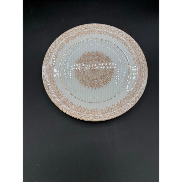 2 Crown Fine Bone China Staffordshire England Gold Lace Salad Plates - Picture 1 of 8